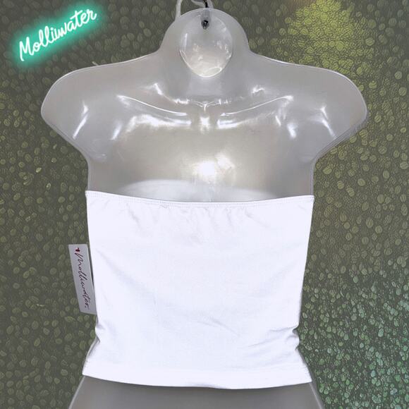 NWT Small Red Cherry White Strapless Tube Top Stretchy Sleeveless‎ Crop Y2k 90s - Picture 3 of 3